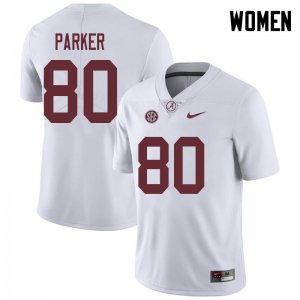 NCAA Women's Alabama Crimson Tide #80 Michael Parker Stitched College 2018 Nike Authentic White Football Jersey UQ17W67RA